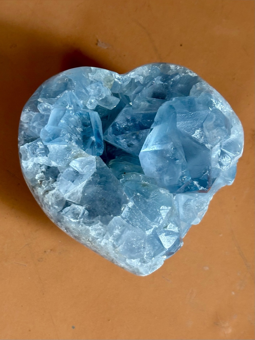 Collector’s Grade Celestite Geode Heart Cluster, Large Crystal Points, 700g